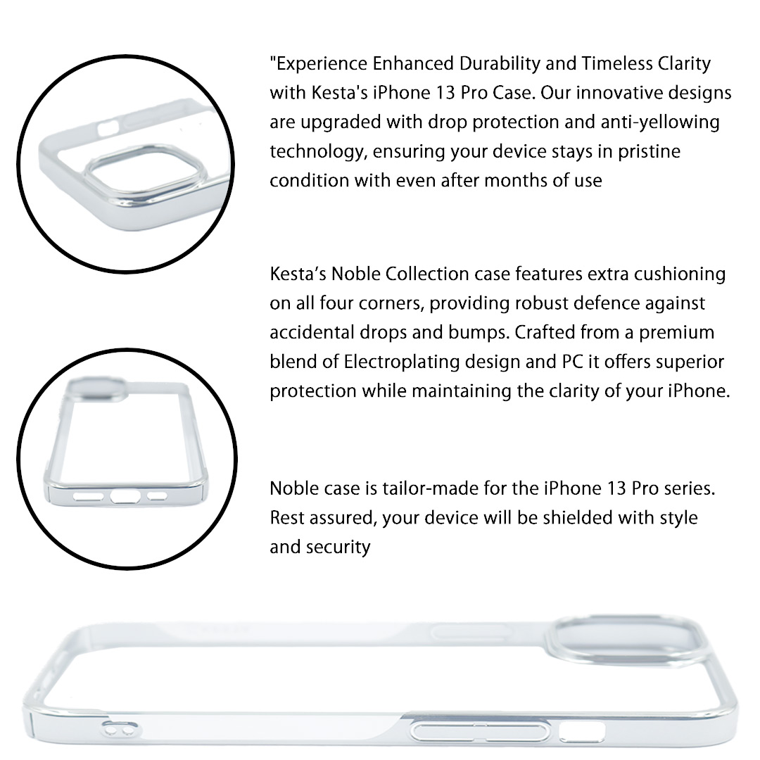 iPhone 13 Pro Cover - Noble Silver Transparent Case (Dust Resistant)